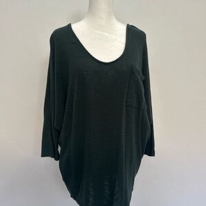 Laila Jayde Womens Top Size‎ L Green Dolman Sleeve Pocket V Neck